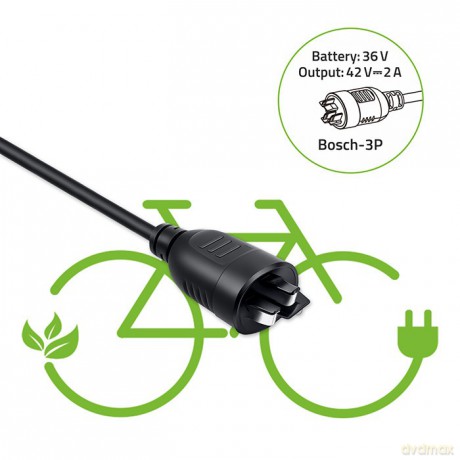 Ładowarka do roweru elektrycznego 36V | 42V | 2A | wtyczka Bosch 3Pin + kabel zasilający