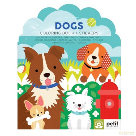 Petit Collage Dogs Coloring Book with Stickers | Activity Book with 100 Dog Themed Stickers | Travel Activity | Perfect Screen Free Fun for Ages 4+ - Petit Collage [KSIĄŻKA]