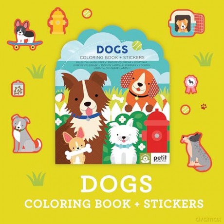 Petit Collage Dogs Coloring Book with Stickers | Activity Book with 100 Dog Themed Stickers | Travel Activity | Perfect Screen Free Fun for Ages 4+ - Petit Collage [KSIĄŻKA]