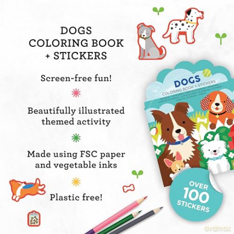 Petit Collage Dogs Coloring Book with Stickers | Activity Book with 100 Dog Themed Stickers | Travel Activity | Perfect Screen Free Fun for Ages 4+ - Petit Collage [KSIĄŻKA]