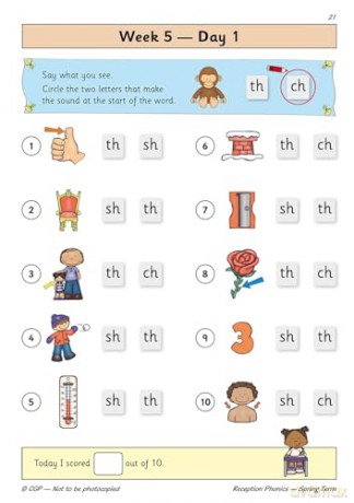 Reception Phonics Daily Practice Book: Spring Term (CGP Reception Daily Workbooks) - CGP Books [KSIĄŻKA]