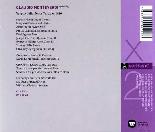 William Christie Les Arts Florissants: Vespro Della Beata Vergine [2CD]
