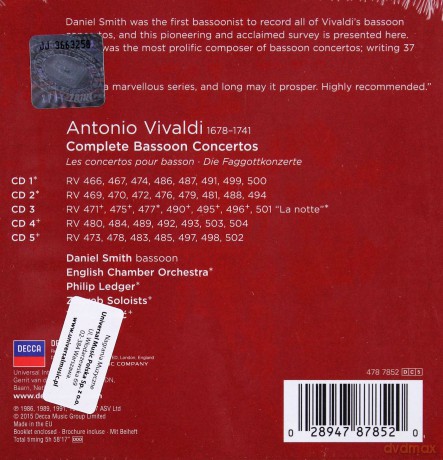 English Chamber Orch: Vivaldi Complete Bassoon Concertos (Collectors Edition) [5CD]
