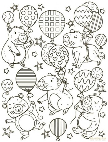 Capybara Cuties Colouring Book: The Relaxing Colouring Book Full of Adorable Capybara Characters [KSIĄŻKA]