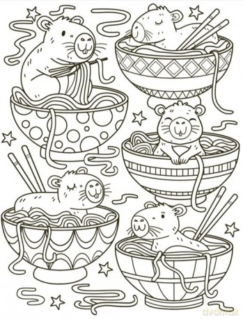 Capybara Cuties Colouring Book: The Relaxing Colouring Book Full of Adorable Capybara Characters [KSIĄŻKA]