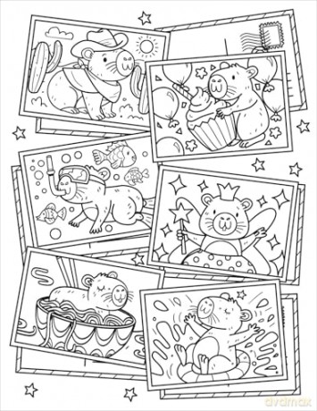 Capybara Cuties Colouring Book: The Relaxing Colouring Book Full of Adorable Capybara Characters [KSIĄŻKA]