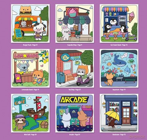 Happy Town Colouring and Sticker Fun (Happy Fox Books) 50+ Stickers and Colouring Pages of Cute City-Themed Scenes for Kids Ages 5-10 - Interactive Activity Book for Boys and Girls - Dani Banani [KSIĄŻKA]