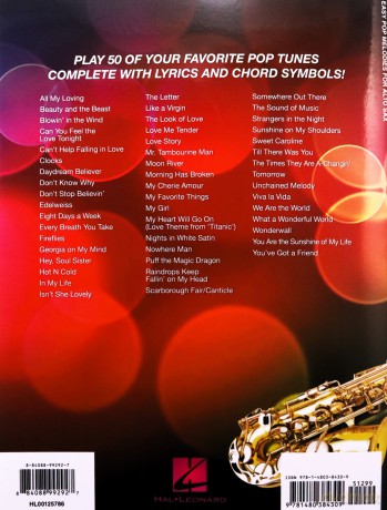 Easy Pop Melodies for Alto Sax [KSIĄŻKA]