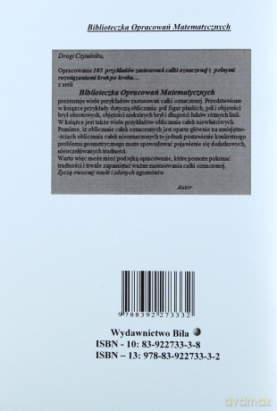 105 przykładów zastosowań całki oznaczonej [KSIĄŻKA]