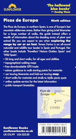 Picos de Europa Sunflower Walking Guide 9e: 26 long and short walks with detailed maps and GPS; car tour with pull-out map (Sunflower Guides) - Teresa Farino [KSIĄŻKA]