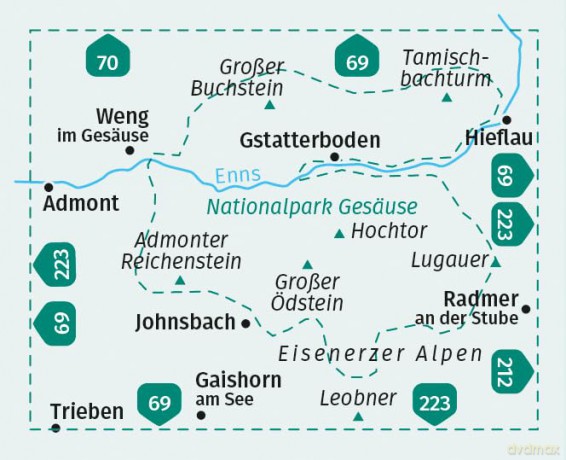Gesäuse Nationalpark 206 GPS wp kompass +AG (206): 4in1 Wanderkarte mit Panorama und Aktiv Guide inklusive Karte zur offline Verwendung in der KOMPASS-App. Fahrradfahren. Skitouren. [KSIĄŻKA]