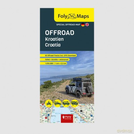 FolyMaps OFFROAD Croatia 1:250 000: Special map with over 80 off-road tracks - Martin Schempp [KSIĄŻKA]