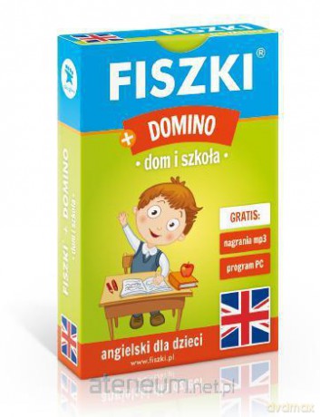 Angielski. Fiszki + Gra Domino - dom i szkoła [KSIĄŻKA]