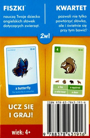 Angielski. Fiszki + Gra Kwartet - zwierzęta [KSIĄŻKA]