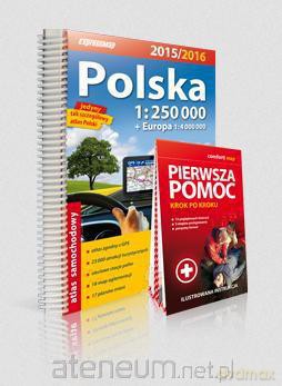 Atlas samochodowy Polska 2015/16 + Pierwsza pomoc [KSIĄŻKA]