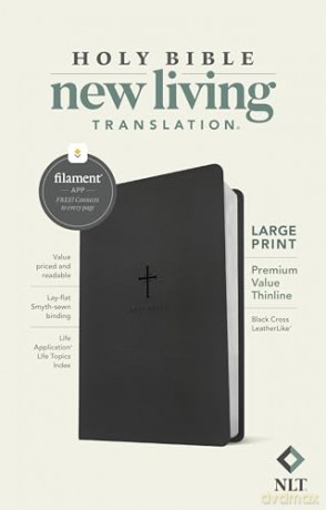 NLT Large Print Premium Value Thinline Bible: New Living Translation, Black Cross, Premium Value Thinline, Filament-enabled Edition [KSIĄŻKA]