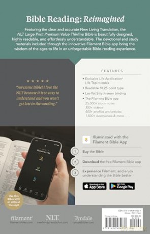 NLT Large Print Premium Value Thinline Bible: New Living Translation, Black Cross, Premium Value Thinline, Filament-enabled Edition [KSIĄŻKA]