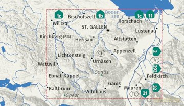 KOMPASS Wanderkarte 112 Appenzellerland, St. Gallen, Säntis 1:40.000: mit markierten Wanderwegen, Hütten, Radrouten [KSIĄŻKA]
