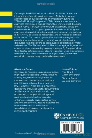 Doxxing Discourse (Elements in Forensic Linguistics) - Carmen Lee [KSIĄŻKA]