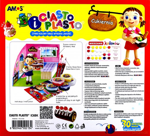 Ciasto Plasto Cukiernia 6 kolorów + 2 kolory
