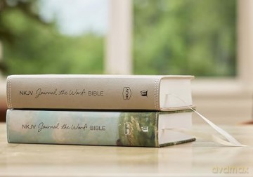 NKJV, Journal the Word Bible: Reflect, Journal or Create Art Next to Your Favorite Verses (Stone Leathersoft over board, Red Letter, Comfort Print) - Thomas Nelson [KSIĄŻKA]