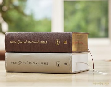 NKJV, Journal the Word Bible, Large Print: Reflect, Journal or Create Art Next to Your Favorite Verses (Stone Leathersoft over board, Red Letter) - Thomas Nelson [KSIĄŻKA]