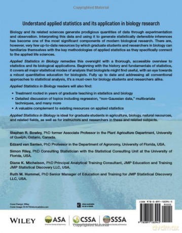 Applied Statistics in Biology: A Practical Guide Using SAS, R, and JMP (ASA, CSSA, and SSSA Books) - Stephen R. Bowley [KSIĄŻKA]