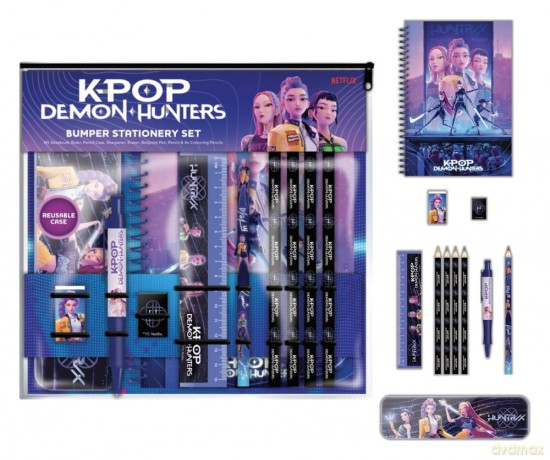 KPop Demon Hunters 12-Piece Stationery Set A4 Bumper