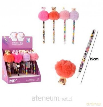 Długopis z pomponem 0,5mm ścieralny MIX