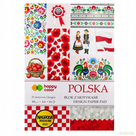 Blok z motywami A4 16k 80g 27 motywów Polska Happy Color