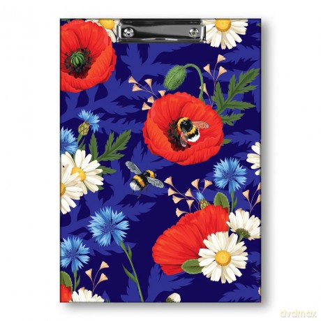 Deska Z Klipem A4 T0126 Kwiaty Polskie Maki W Fiolecie Folia Mat Nierysująca
