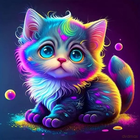 Diamentowa mozaika Kot kolorowy neon 30x40cm 2000388