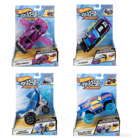 Hot Wheels Samochód z Transformacją 1 32 Let S Race Na Start Asortyment Pojazdów z Serialu Netflixa Mix Jjx15 Wb4