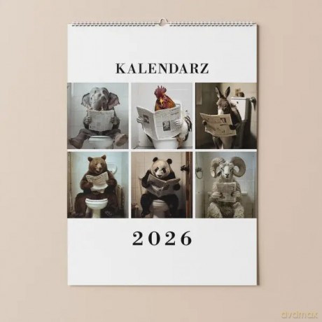 Kalendarz 2026 Zwierzęta na siedząco kolor [KALENDARZ]
