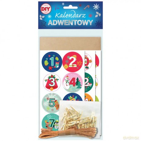 Kalendarz adwentowy eko DIY, 24 torebki + spinacze