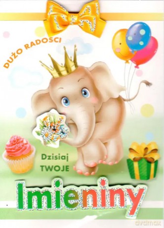Karnet imieninowy B6, słonik