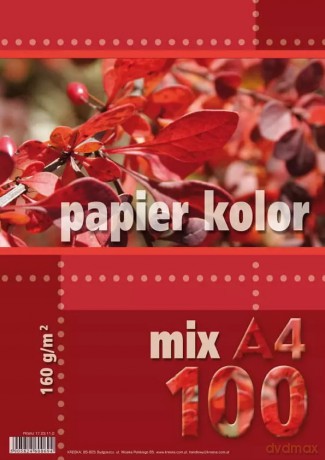Kreska, Papier kolorowy A4, 100 kartek, 160 g/m2, wielokolorowy