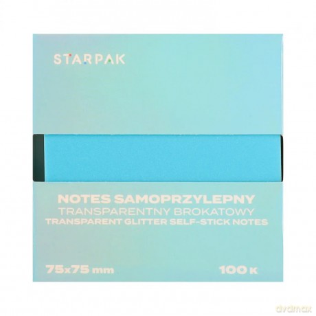 Notes Samoprzylepny 75x75/100k Transparent Brokat niebieski Starpak 576530