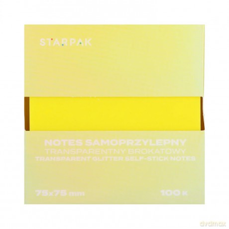 Notes Samoprzylepny 75x75/100k Transparent Brokat żóŁty Starpak 576532
