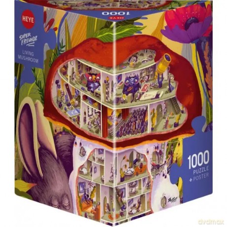 Puzzle 1000 elementów. Apartamenty w środku grzyba + plakat [PUZZLE]
