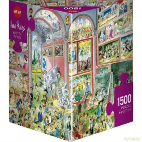 Puzzle 1500 elementów. Słynne obrazy i mistrzowie w karykaturze, Prades + plakat [PUZZLE]