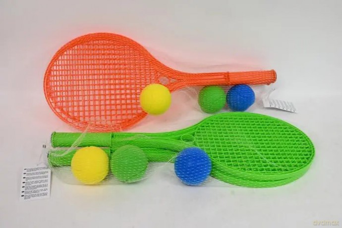 Rakietki plastikowe 55cm+3piłki gąbka 00412