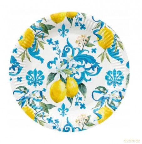 Talerze papierowe Sycylijskie kwiaty, 23 cm (8 sztuk)