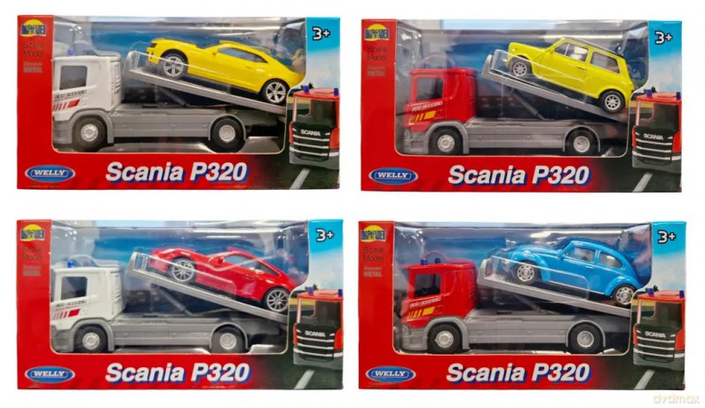 WELLY 1:57 truck Scania+samochód 01362 13625