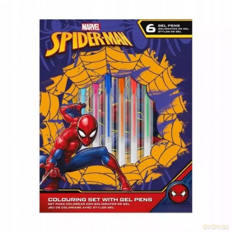 Zestaw piśmienniczy 6 żelowych długopisów z notatnikiem Spiderman SP50060 Kids Euroswan