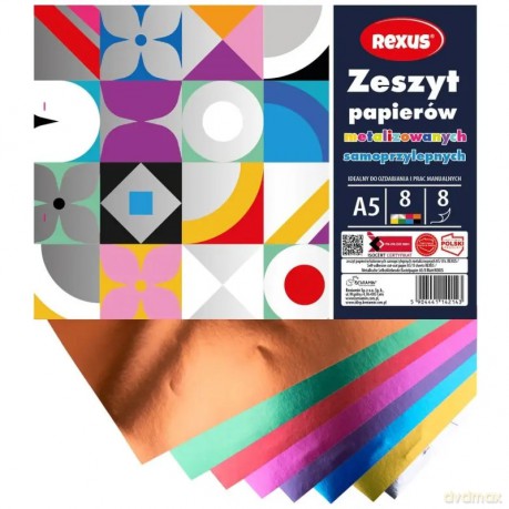 Zeszyt A5 papierów kolorowych samoprzylepnych (8 kart)