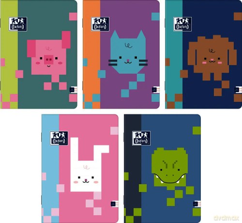 Zeszyt Oxford Zoo Blocks A4/32 kartek Linia Podwójna Kolorowa