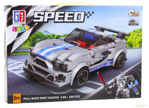 KLOCKI 2w1 AUTO + ROBOT SPORTOWE AUTO Z NAPĘDEM PULL-BACK