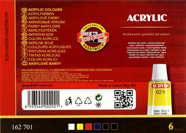 Farby acrylowe 6 kolorów 16ml