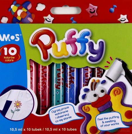 Farby do tkanin Puffy 10 kolorów blister